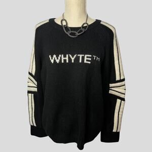 White and black Whyte TM by Whyte Studio Wool Blend Unisex Sweater Large